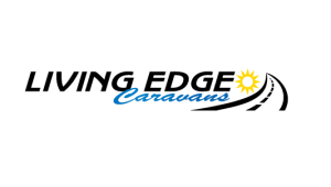 LIVING EDGE  2018 LOGO CARAVAN STICKER WITH WHITE OUTLINE